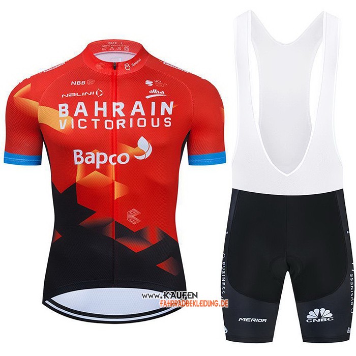 Bahrain Victorious Kurzarmtrikot 2021 und Kurze Tragerhose Rot